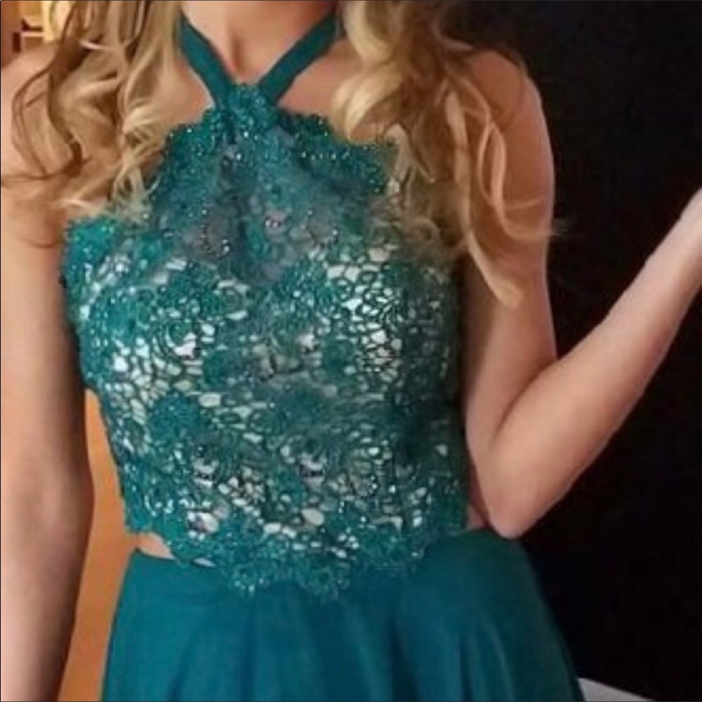 Prom dress teal green size 0